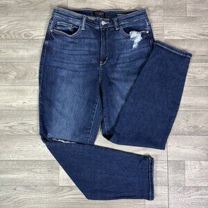 Judy Blue Boyfriend Fit High Rise Ripped Skinny Women's Jeans Dark Wash sz 11/30